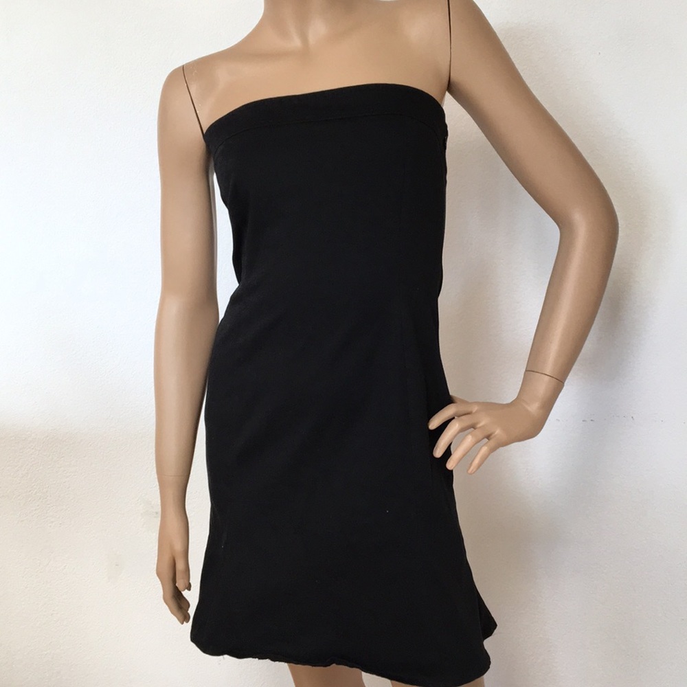 Patricia Pepe Black Cotton Strapless Dress 6 8 S M
